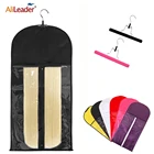 Alileader нетканый пыленепроницаемый переносной чехол для хранения, сумка для волос с удлинителем, деревянная Двойная противоскользящая вешалка для пряди человеческих волос