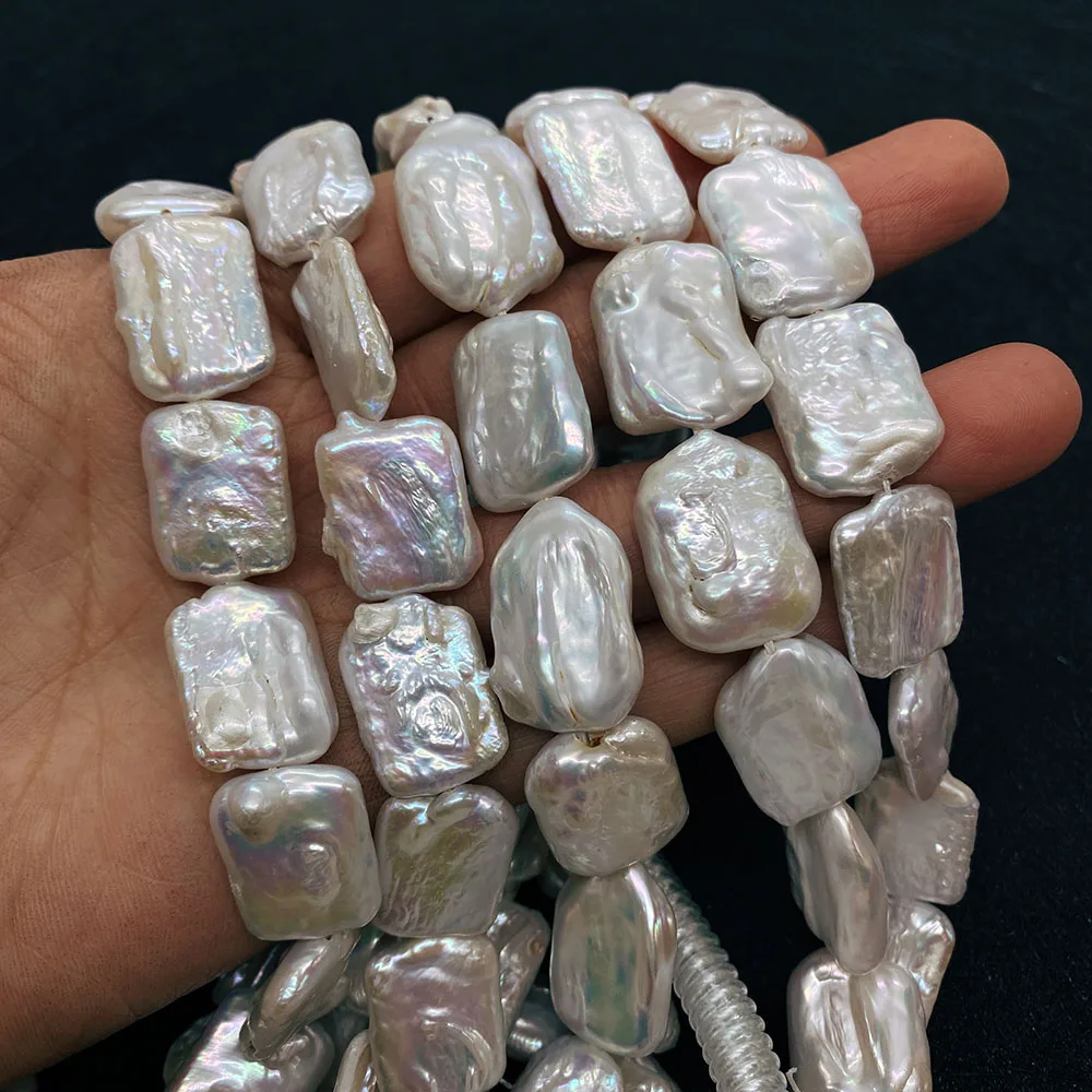 Белый натуральный пресноводный жемчуг плоский квадратный Большой для