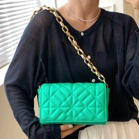 small lattice square flap crossbody bag 2021 new quality pu leather womens purse chain design luxury fashion shoulder handbag