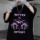 100% хлопковая футболка в готическом стиле, женская футболка в стиле панк, темная, гранж, уличная одежда, футболки в стиле Харадзюку, Kleidu