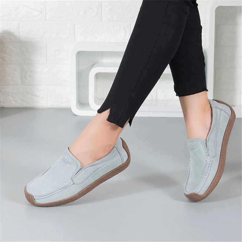 

Women's shoes Genuine leather casual large size flat-heeled soft-soled snail shoes foreign trade flat-soled peas shoes
