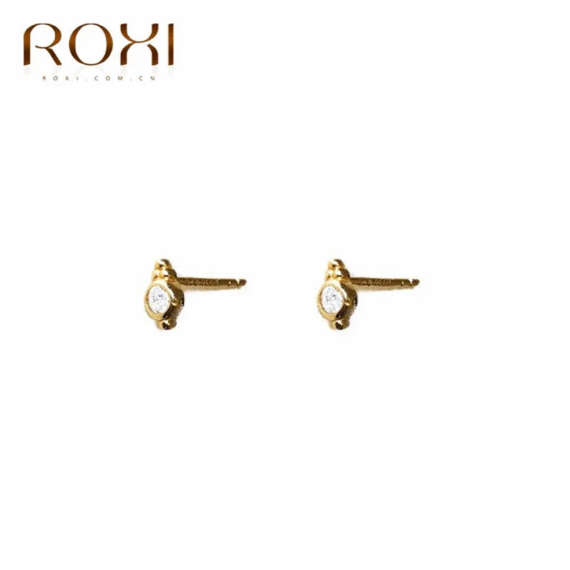 ROXI CZ AAA циркониевые хрустальные маленькие серьги-гвоздики свадебные серьги из стерлингового серебра 925 пробы для женщин минималистичные серьги, ювелирные изделия