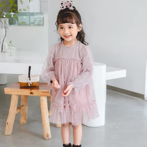 Платье с длинными рукавами для маленьких девочек; Одежда для новорожденных принцесс; Бальное платье-пачка из сетчатого материала; Вечерние платья; Одежда для маленьких девочек