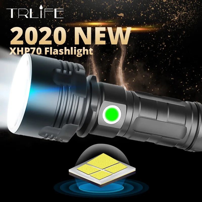 

XHP70 Super Powerful LED Flashlight L2 Tactical Torch USB Rechargeable 26650 Waterproof Lamp Ultra Bright Camping Lantern