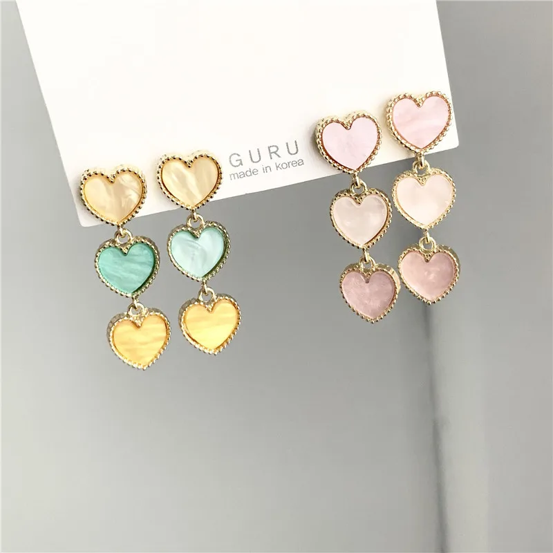 

Long Sweet Hearts Clip Earrings No Hole Multi Love Simple Earrings