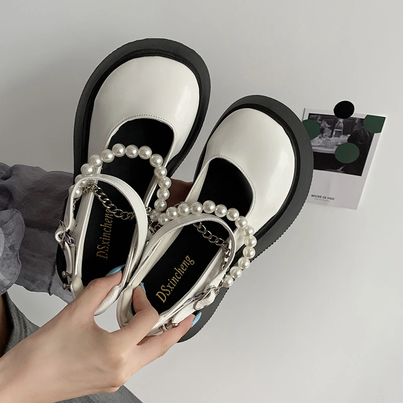 

Женские туфли-оксфорды на платформе, универсальная обувь с закрытым носком, туфли на плоской подошве, круглый носок, в британском стиле, для ...