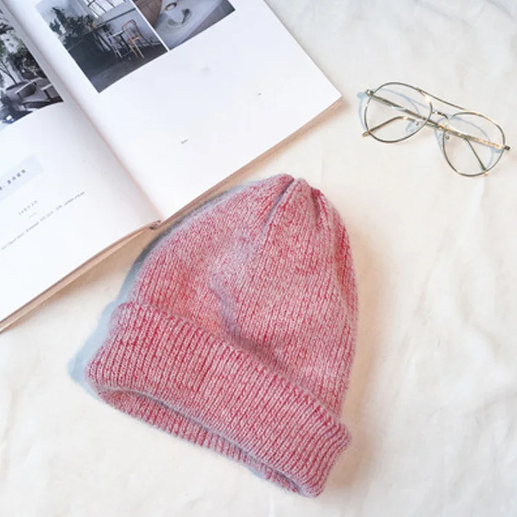 Осень-зима кроличьим мехом Зимние головные уборы Skullies шапки модные теплые шапки бини шапки Шапки Повседневное Для женщин Твердые взрослых кролик крышки головки - Цвет: 1