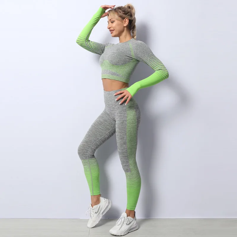 

New quick-dryi fitness pants women's European & American knitted high-stretch tight-fitting sports hip-lifting yoga pants