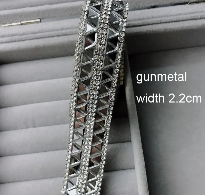 2.2cm gunmetal Стразы-ленты, цветная отделка, 1 ярд/партия, хрустальные украшения для торта, стразы с кристаллами, декоративная отделка, стразы с топазом, золото - Цвет: 2.2cm gunmetal