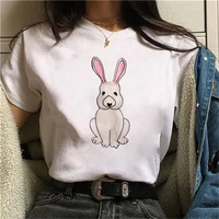 cartoon rabbits tshirt short sleeve tops tee women summer harajuku top o neck tee shirts female graphic t shirts white tees tops