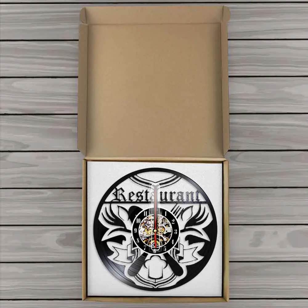 Настенные часы с виниловой пластиной для ресторана и бизнеса декор кухни повара