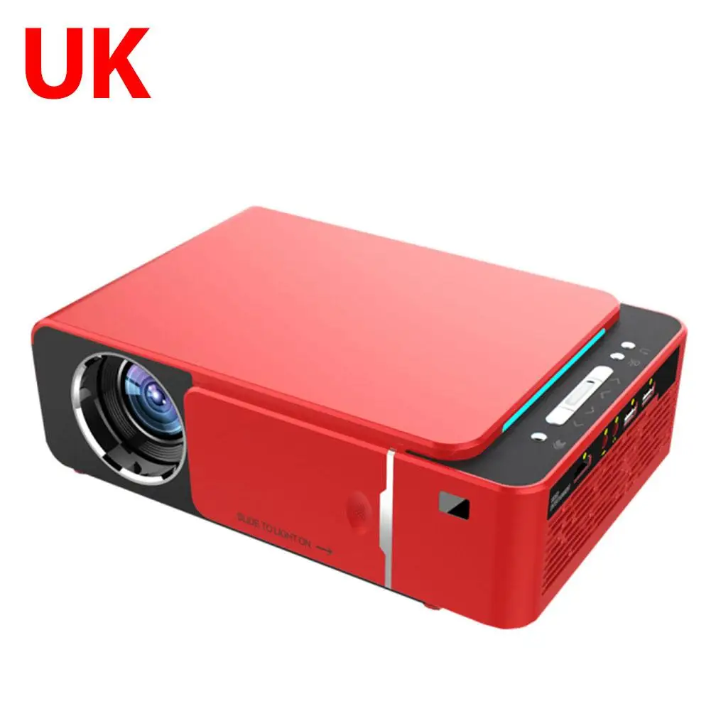 Red UK T6 3500 люмен Мини Портативный Full HD светодиодный проектор 4K 3D 1080P домашний кинотеатр Beamer Android 9,0 wifi та же версия экрана Video Pro - Цвет: Red UK