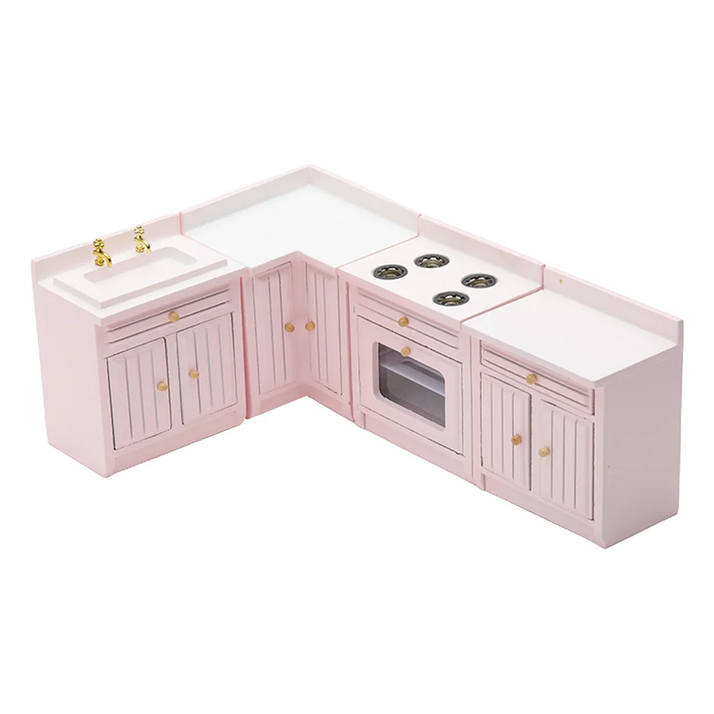 

1:12 Scale Dolls House Modern Wooden Kitchen Cabinet Set Home Furniture Toys