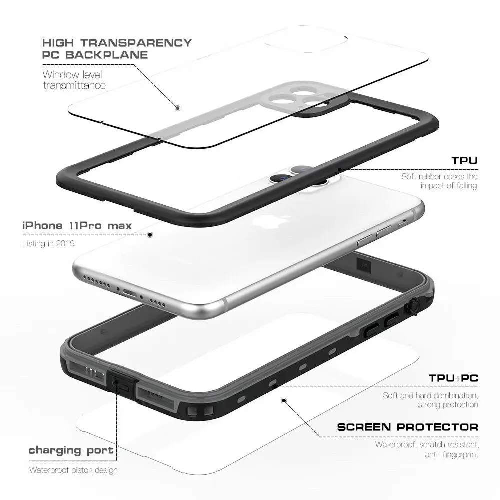 

Waterproof Case For iPhone 11 12 Pro Max Mini 7 8 Plus XR X XS MAX Sandy Beach Diving Holiday