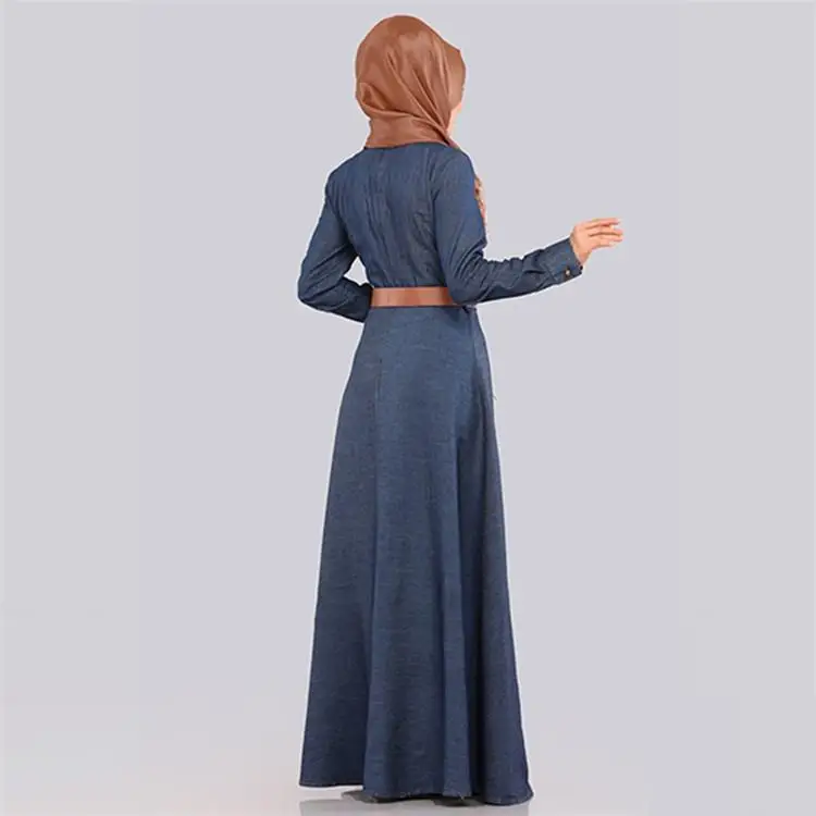 Джинсовое длинное платье Dromiya abaya в Дубае, женское мусульманское платье-кафтан, мусульманское платье-халат, свободное арабское модное платье с длинными рукавами