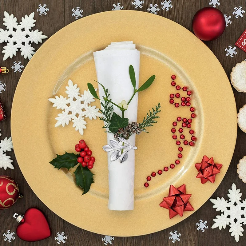 

24 Pcs Napkin Rings Leaf Napkin Ring Holders Christmas Napkins Rings Bridal Vintage Napkin Band for Wedding