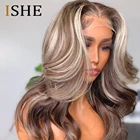 Парик бразильский с волнистыми волосами для женщин, натуральные волосы 13x4x 1, на сетке спереди, с эффектом омбре, медовая блондинка