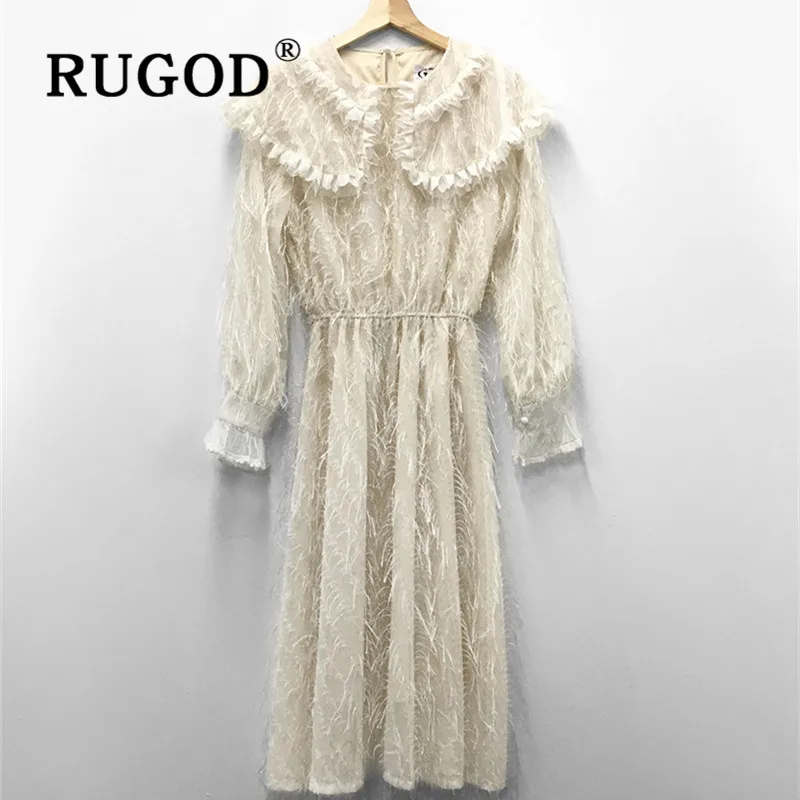 Женское платье макси RUGOD элегантное в стиле ретро с рюшами на воротнике вечерние