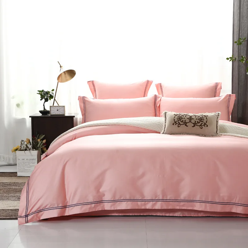 

Elka Four-piece Simple Solid Color Cotton Sheets Quilt Cover Twin Bedding Set Oceania