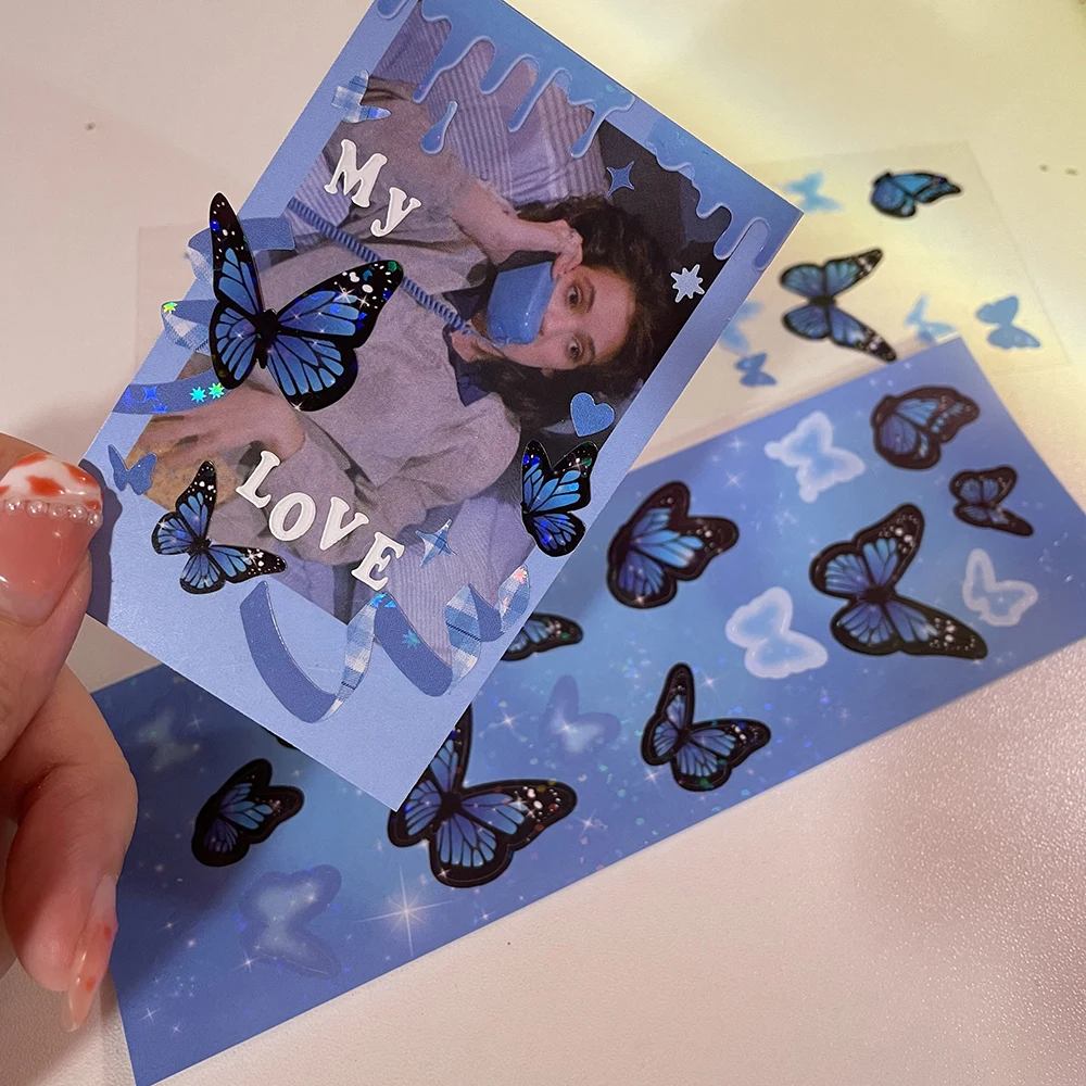 

Creative Colorful Laser Butterfly Sticker Scrapbooking Idol Card Happy Plan Charm Stationery Deco Stickers Personalized