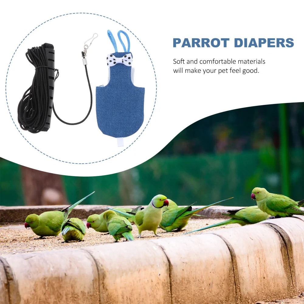 

Parrot Nappy Adorable Budgie Cockatiel Flight Suit Costume with 1.4M Rope