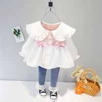 toddler infant clothes spring autumn baby girls clothing sets lace bowknot princess tops jeans cute children kids clothes
