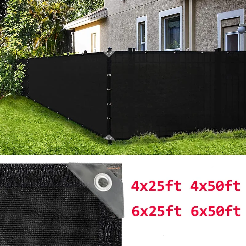 4x25 '/4x50'/6x25 '/6x50' черный защитный экран для забора УФ Солнцезащитная сетка