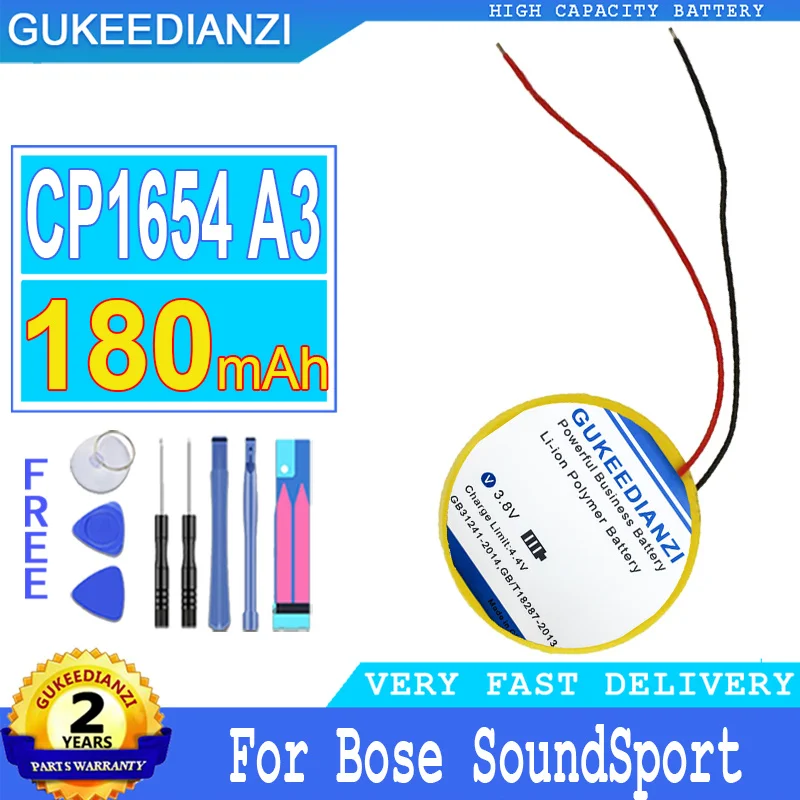 180mAh GUKEEDIANZI Battery CP1654 A3 For Bose SoundSport Wireless,soundsport Pulse Batteries Big Power Bateria