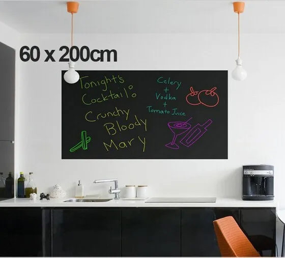 60x200 см DIY меловая доска черная стикер s съемный винил нарисованная декоративная