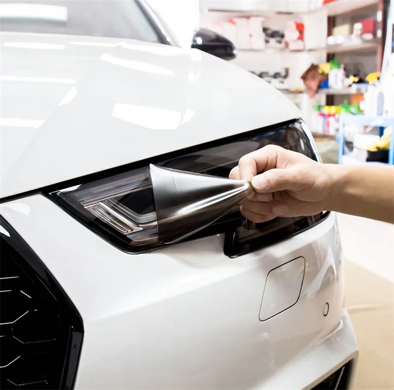 Колпаки для фар черные дымчатые AUDI 2009 2010 2017 2018 2019 прозрачная пленка
