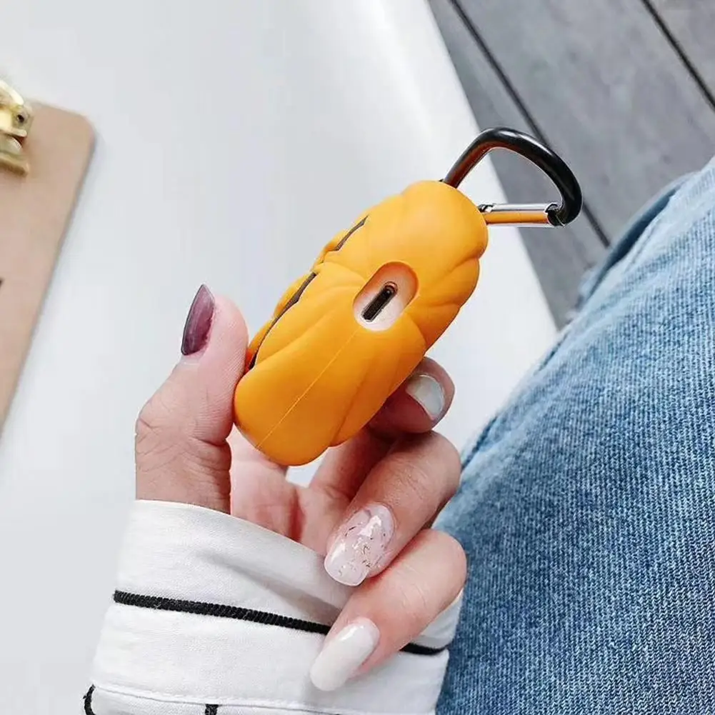 Силиконовый чехол для зарядки Airpods 3D Bluetooth гарнитура Apple Хэллоуин тыква монстр