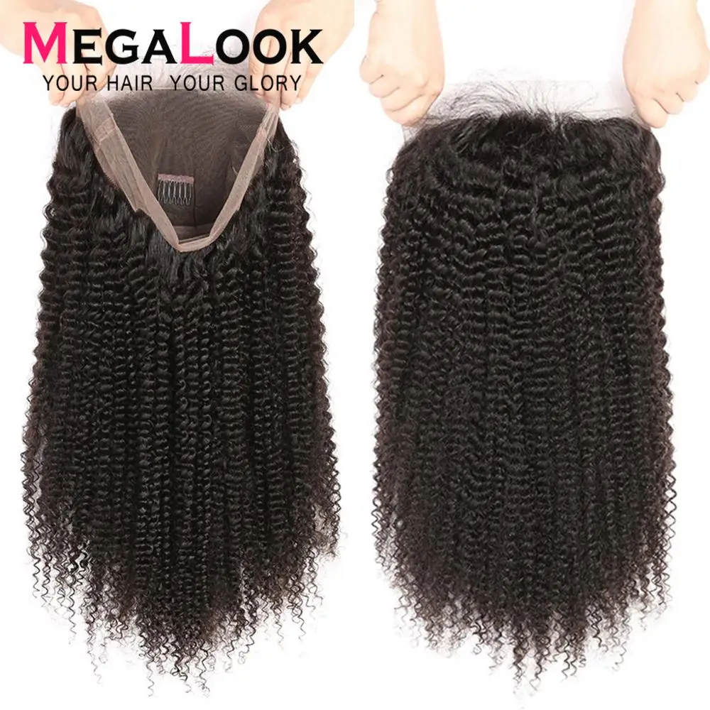 Перуанский кудрявый парик Megalook кружевные передние человеческие волосы женский