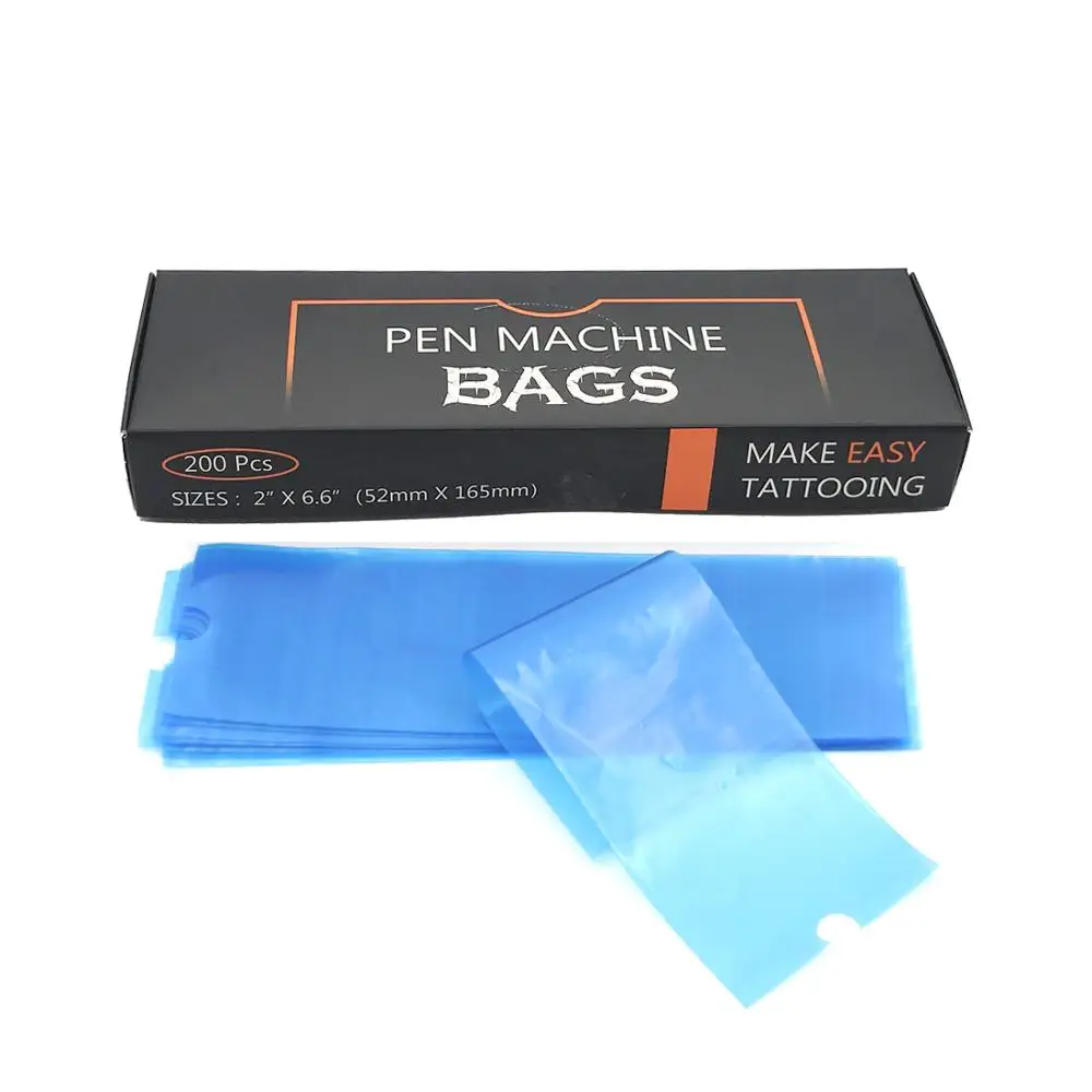 

200Pcs/box Plastic Tattoo Gun Bag Cover Tattoo Pen Protective Machine Grip Tube Bag Tattoo Machine Parts Set Accessory