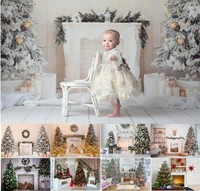 christmas trees fireplace interiors photography background baby family party decor photo backdrop for photographic studio props