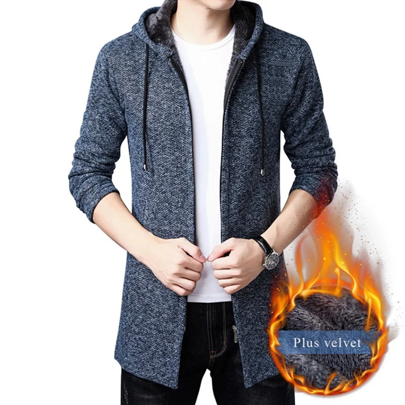 HEFLASHOR свитер Мужская одежда 2019 Зимний толстый теплый длинный кардиган мужчины с