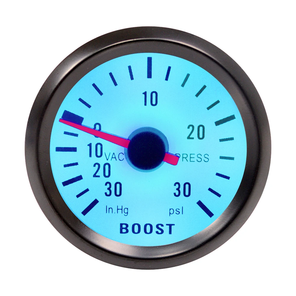 DRAGON автомобильный измерительный прибор " 52 мм Бар турбо Boost Gauge-1~ 2 бар/-30~ 30 фунтов/кв. дюйм вакуумный пресс-метр для авто синий светильник корпус черного обода