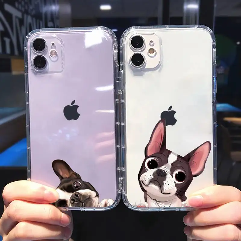 

Pug Dog cute French Bulldog Phone Case For iphone 13 12 11 8 7 plus mini x xs xr pro max Transparent soft