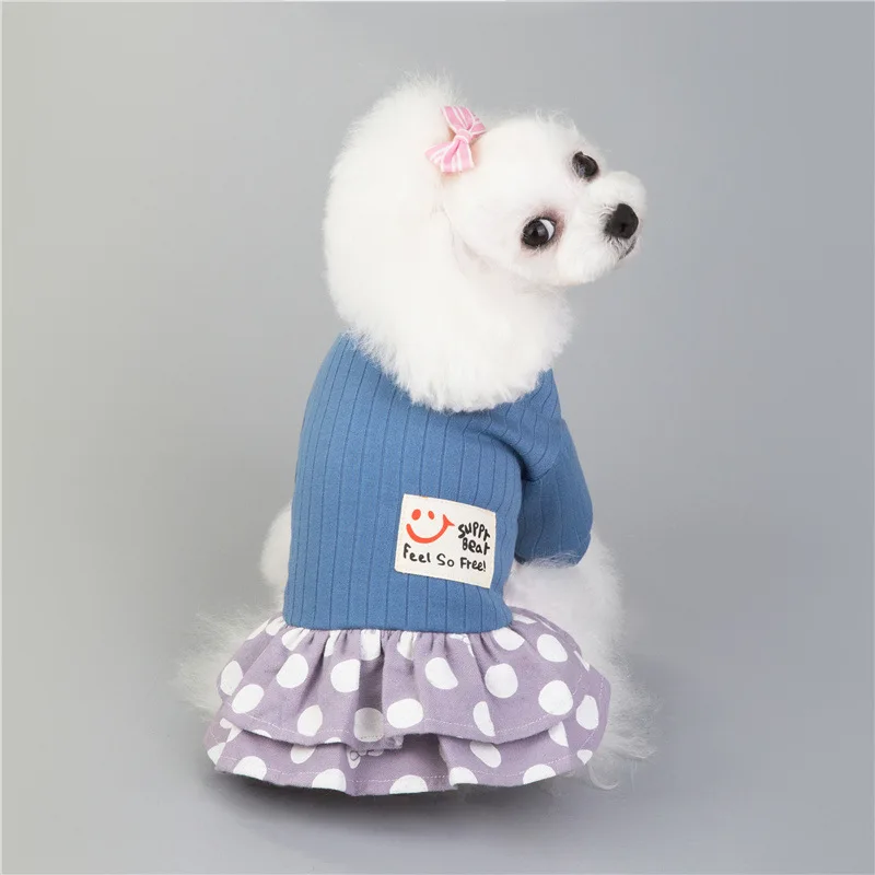 

Winter Pet Clothes Dot Dog Dress For Chihuahua Yorkshire Wedding Dresses Costume Puppy Teddy Princess Skirt For Small Dogs Cats