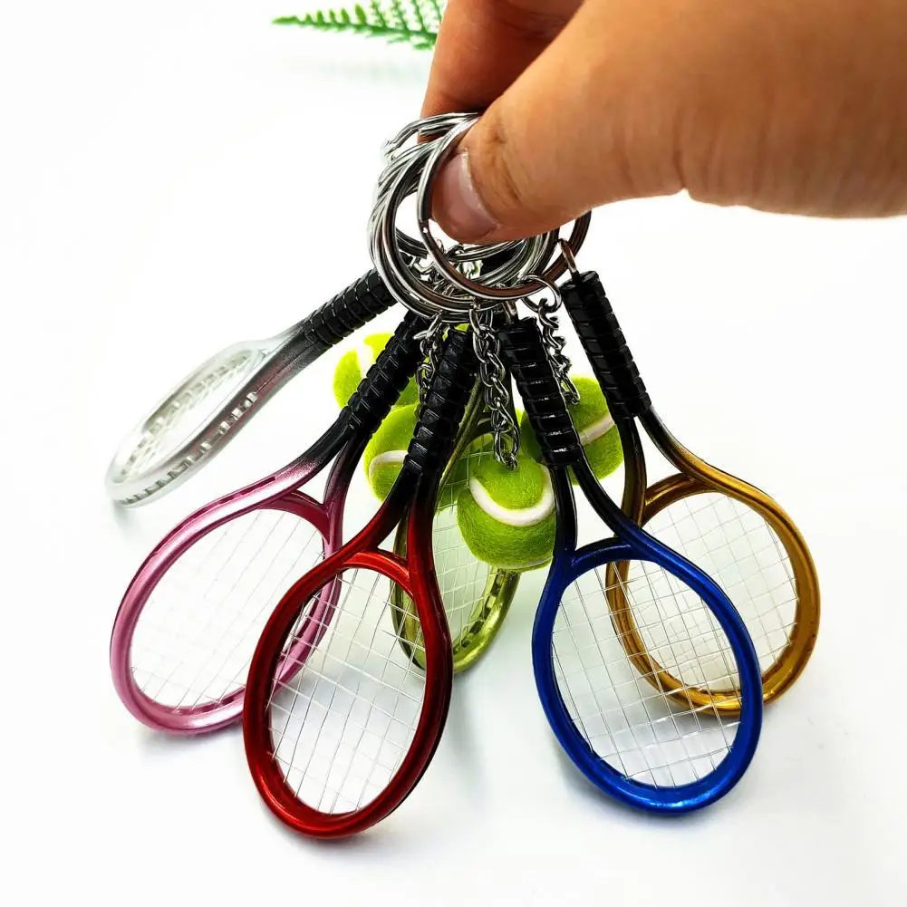 

Racket Pendant Keychain Keyrings Mini Tennis Ball Shape Keyring Sports Equiment Theme Key Chain Souvenir Cute Car Key Rings