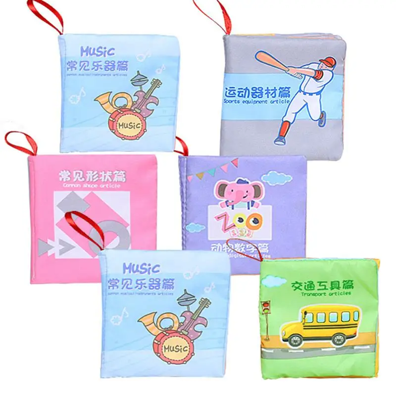 6 шт. мягкая детская книга из ткани игрушки Животные фрукты природы и