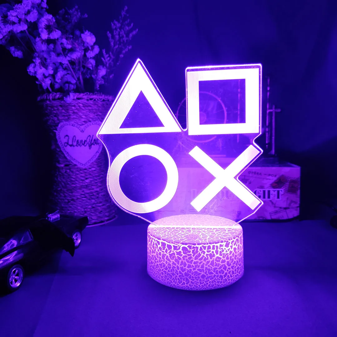 

Gaming Room 3D LED Night Lamp Game Console Controller PS Icons Color Changing Touch Light Gift for Kids Gaming Room Decoration