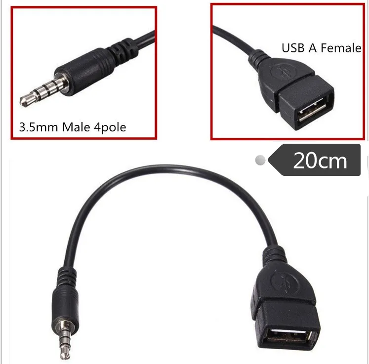 3 5 мм штекер аудио AUX разъем к USB 2 0 Тип A женский фотокабель м |