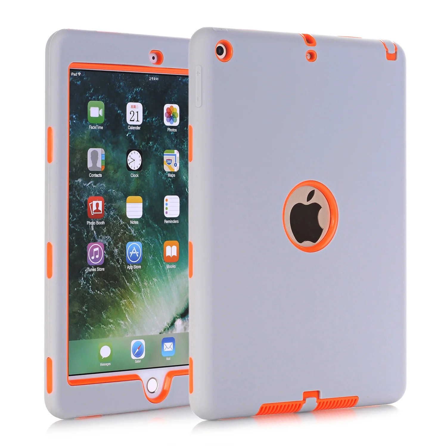 

Cases For New iPad 9.7" 2017 (A1822/A1823),High-Impact Shockproof 3 Layers Soft Rubber Silicone+Hard PC Protective Cover Shell