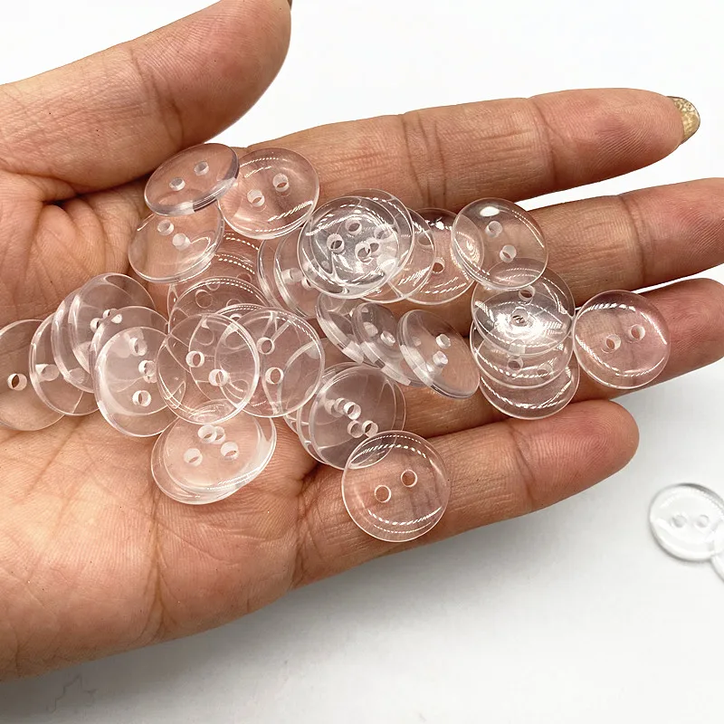 Новые прозрачные маленькие пуговицы с двумя отверстиями 9-25 мм для костюма