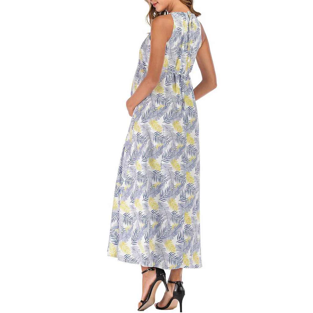 Женское платье для беременных с глубоким v-образным вырезом и принтом длинное