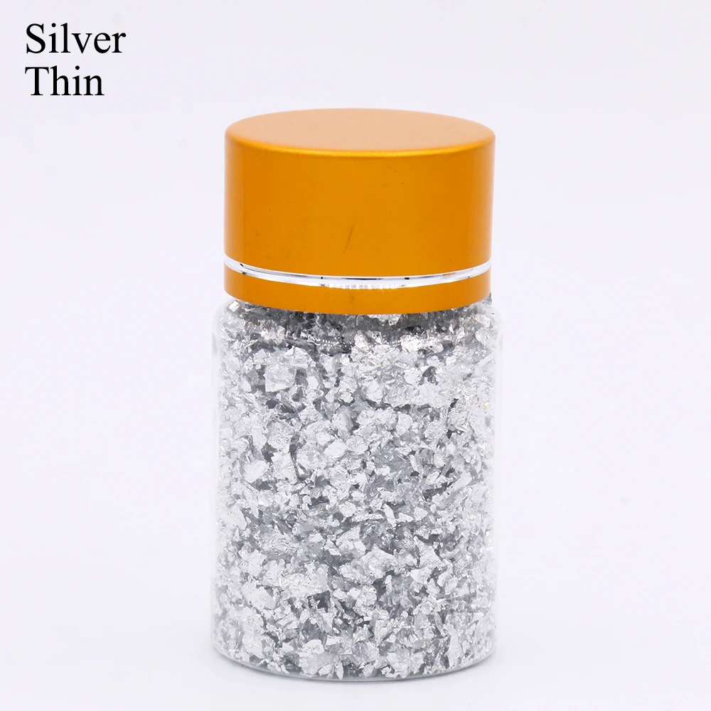 Silver(thin) Имитация золотых листьев хлопья медные хлопья для скользящего искусства украшения Серебряная медная Золотая фольга осколки золотые хлопья ремесло - Цвет: Silver(thin)