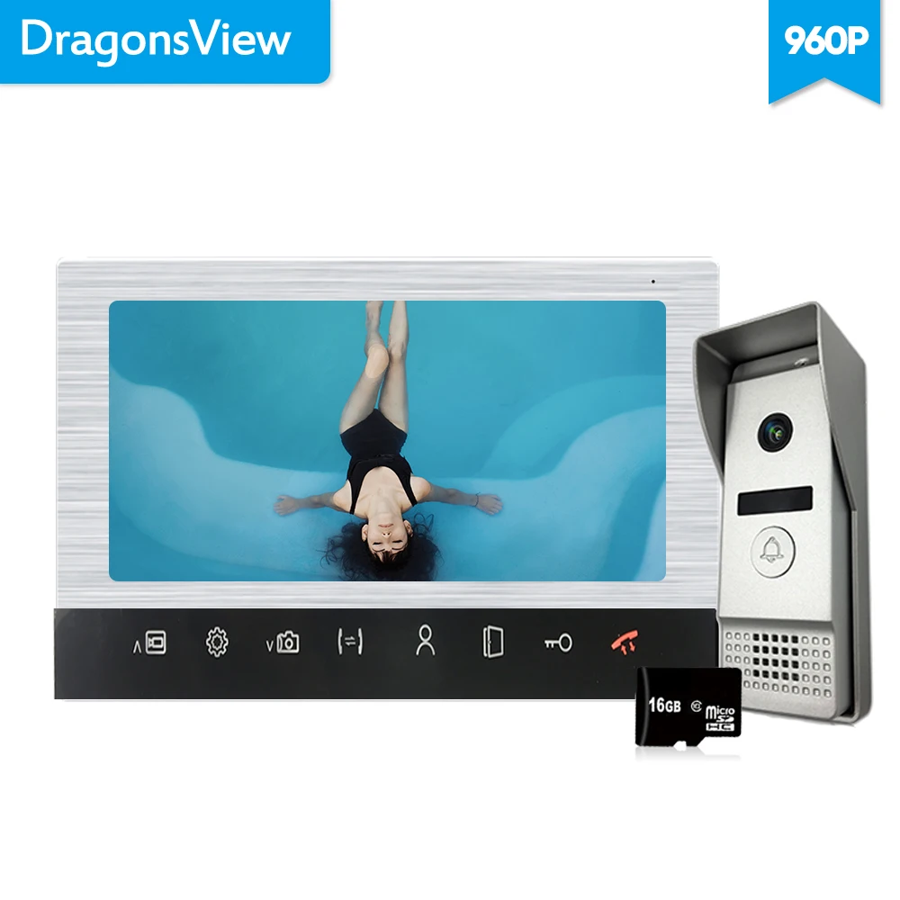Видеодомофон Dragonsview с экраном 10 дюймов проводной дверной звонок управление