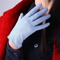 21cm suede short gloves short section emulation leather brushed suede matte light blue female gloves free shipping wjp10 21