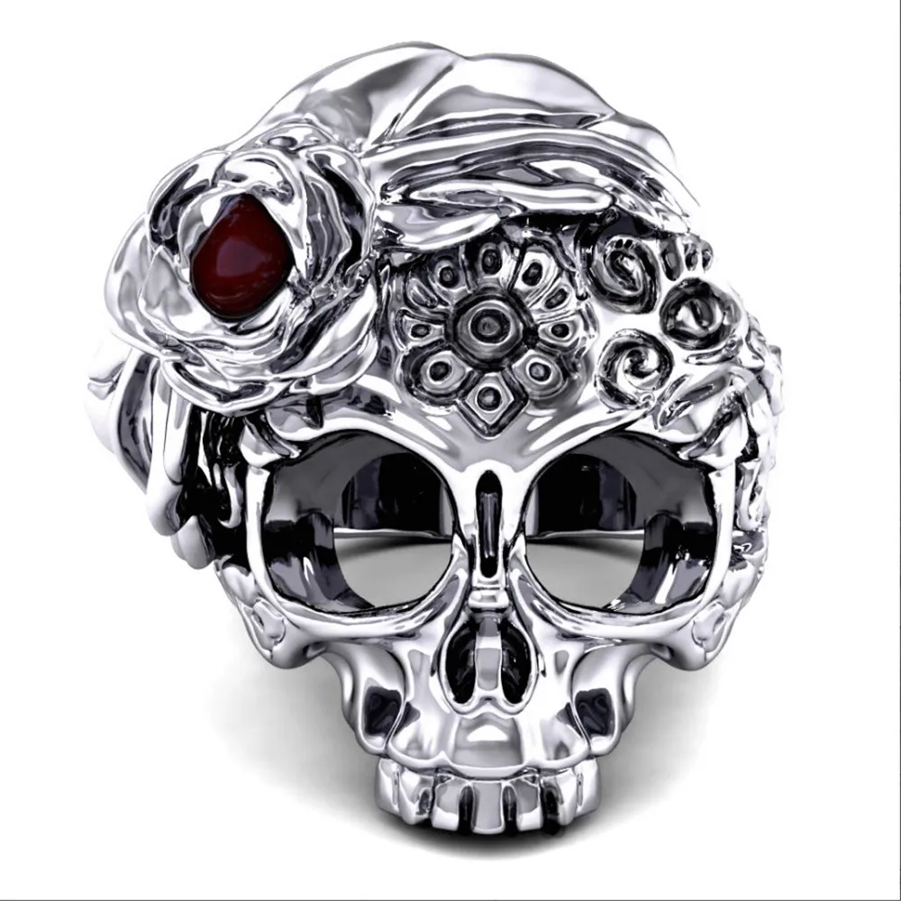 

Retro Simple Fashion Popular Geometric Punk Hip Hop Rose Skull Men's Women's Ring Boy Birthday Gift Jewelry Wholesale