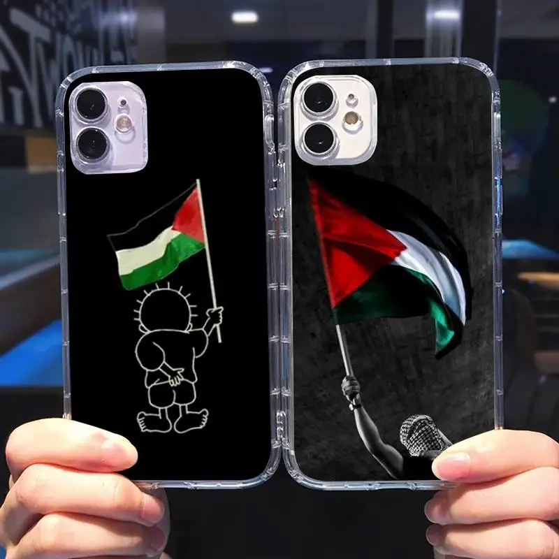 

Palestine Flag Phone Case For iphone 13 12 11 8 7 plus mini x xs xr pro max Transparent soft